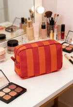 Load image into Gallery viewer, Striped Cosmetic Pouch (Red/Orange)
