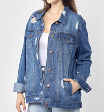 Load image into Gallery viewer, Distressed Denim Jacket
