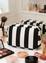 Load image into Gallery viewer, Striped Cosmetic Pouch (Black/White)
