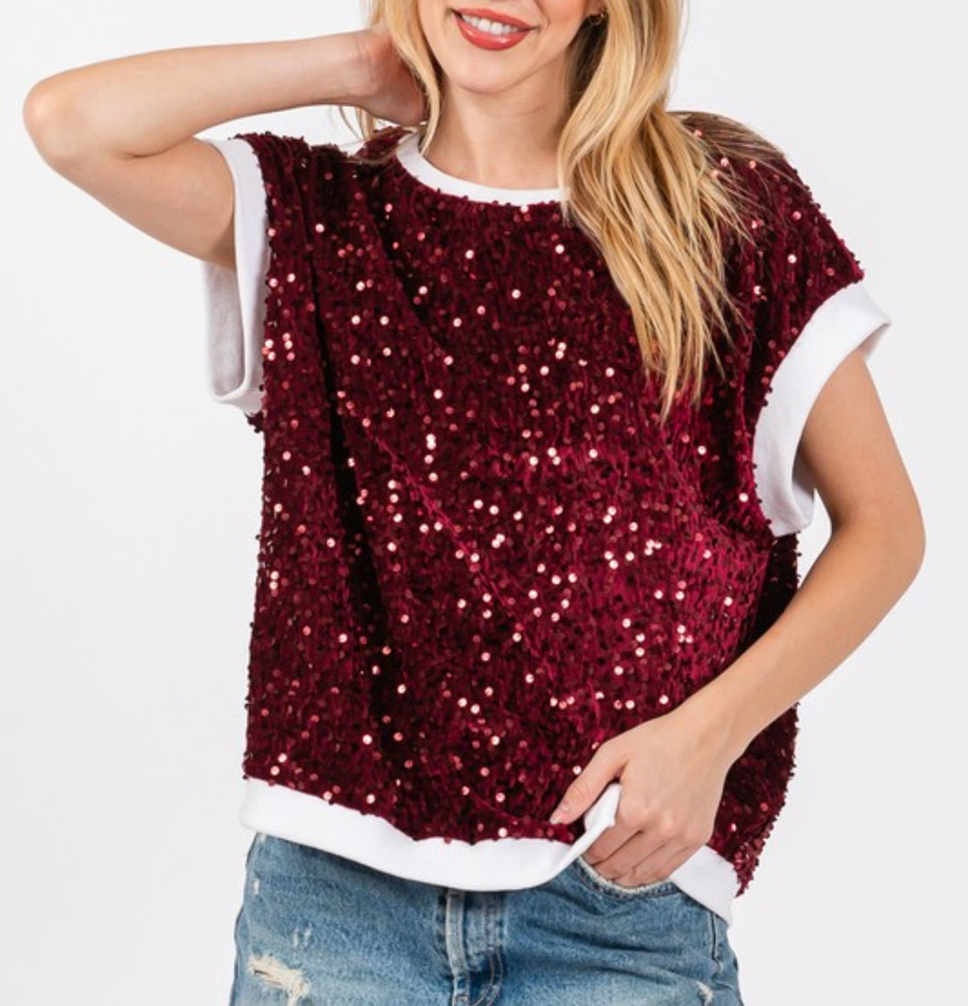 Sequin Top (Maroon)
