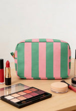 Load image into Gallery viewer, Striped Cosmetic Pouch (Pink/Green)
