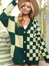 Load image into Gallery viewer, Green Mixed Checkered Cardigan
