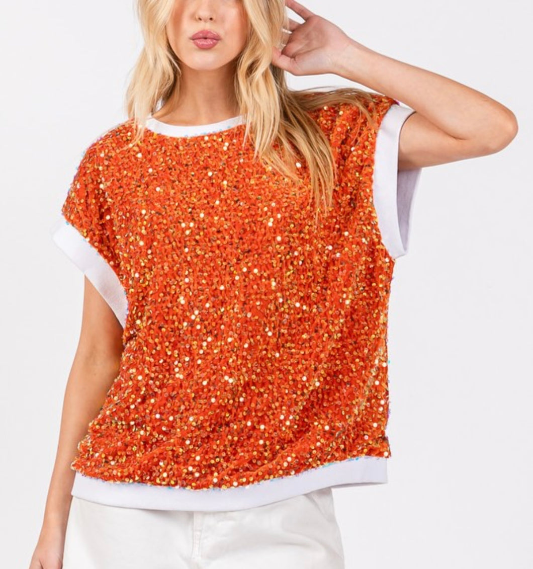 Sequin Top (Orange)