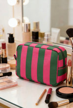 Load image into Gallery viewer, Striped Cosmetic Pouch (Fuchsia/Green)
