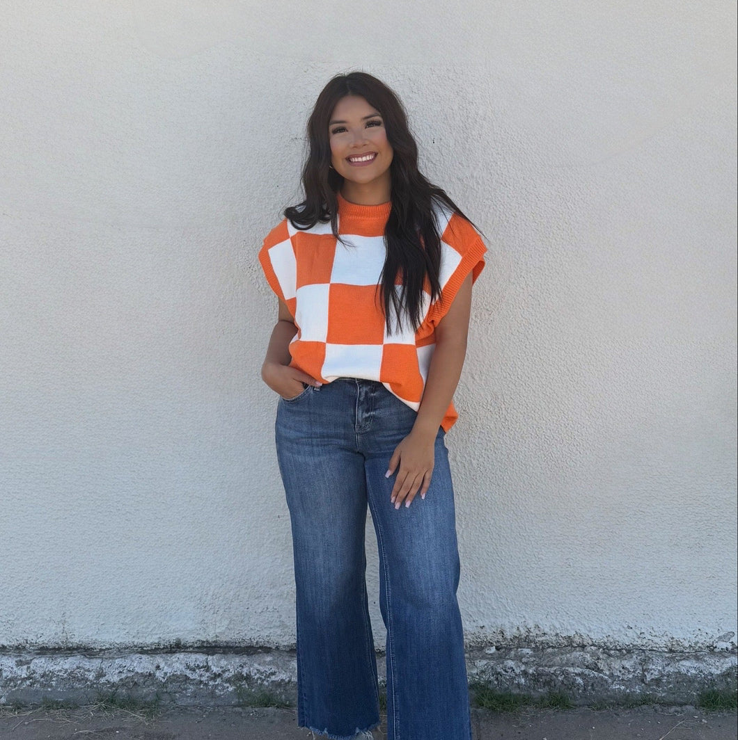 Orange Checkered Top