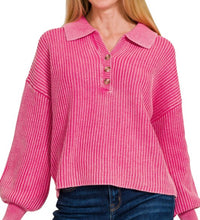 Load image into Gallery viewer, Henley Sweater (Fuchsia)
